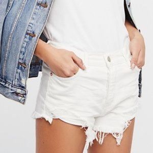 Free People White Loving Good Vibrations Cutoffs